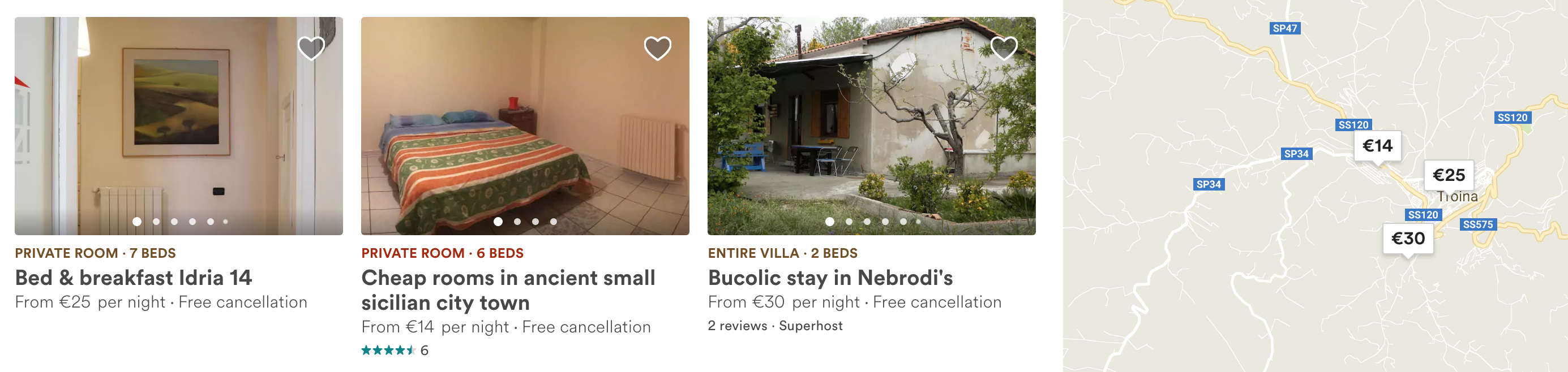 Airbnb offers to sleep in Troina.